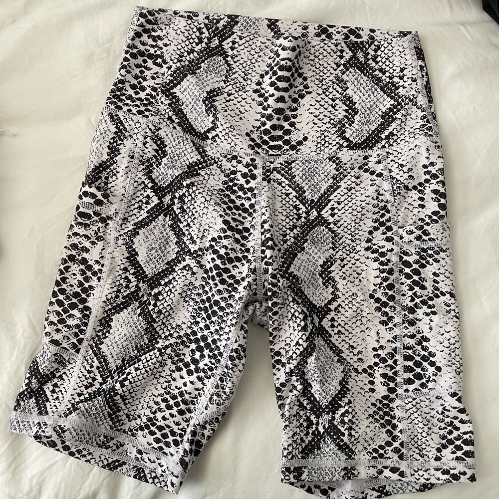 Women’s Black and White Leopard Bike Shorts - XS to S